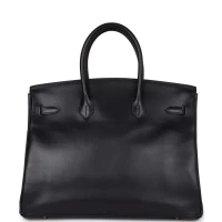 Vintage Hermes Birkin 35 Bleu Navy Box Palladium Hardware Vintage Hermes Birkin 35 Bleu Navy Box Palladium Hardware