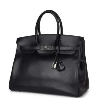 Vintage Hermes Birkin 35 Bleu Navy Box Palladium Hardware Vintage Hermes Birkin 35 Bleu Navy Box Palladium Hardware