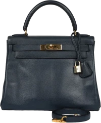 Vintage Hermes Kelly Retourne 28 Bleu Marine Courchevel Gold Hardware Vintage Hermes Kelly Retourne 28 Bleu Marine Courchevel Gold Hardware
