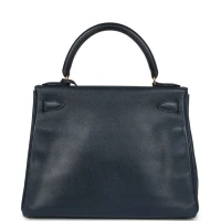 Vintage Hermes Kelly Retourne 28 Bleu Marine Courchevel Gold Hardware Vintage Hermes Kelly Retourne 28 Bleu Marine Courchevel Gold Hardware