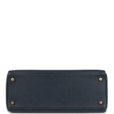 Vintage Hermes Kelly Retourne 28 Bleu Marine Courchevel Gold Hardware Vintage Hermes Kelly Retourne 28 Bleu Marine Courchevel Gold Hardware