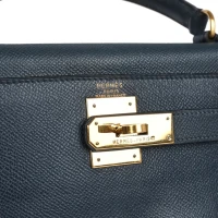 Vintage Hermes Kelly Retourne 28 Bleu Marine Courchevel Gold Hardware Vintage Hermes Kelly Retourne 28 Bleu Marine Courchevel Gold Hardware