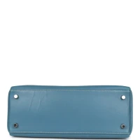 Vintage Hermes Kelly Retourne 28 Blue Jean Gulliver Palladium Hardware Vintage Hermes Kelly Retourne 28 Blue Jean Gulliver Palladium Hardware