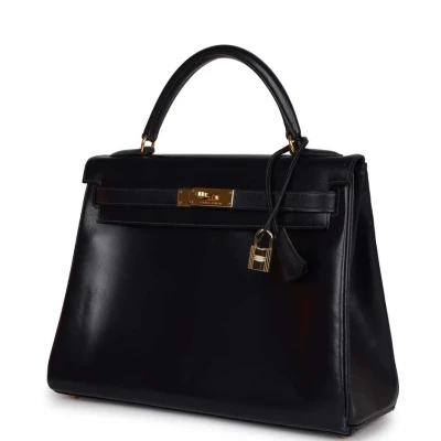 Vintage Hermes Kelly Retourne 32 Navy Box Gold Hardware Vintage Hermes Kelly Retourne 32 Navy Box Gold Hardware