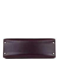 Vintage Hermes Kelly Sellier 35 Raisin Box Palladium Hardware