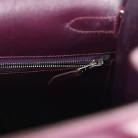 Vintage Hermes Kelly Sellier 35 Raisin Box Palladium Hardware