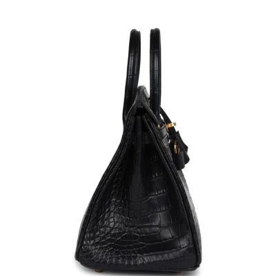 Hermes Birkin 25 Black Matte Alligator Gold Hardware
