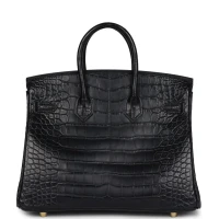 Hermes Birkin 25 Black Matte Alligator Gold Hardware