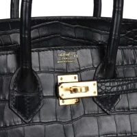 Hermes Birkin 25 Black Matte Alligator Gold Hardware
