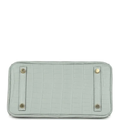 Hermes Birkin 25 Gris Neve Matte Alligator Gold Hardware