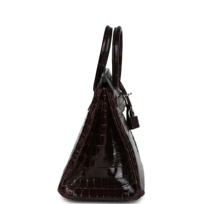 Hermes Birkin 25 Havane Shiny Niloticus Crocodile Palladium Hardware