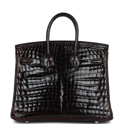 Hermes Birkin 25 Havane Shiny Niloticus Crocodile Palladium Hardware
