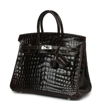 Hermes Birkin 25 Havane Shiny Niloticus Crocodile Palladium Hardware