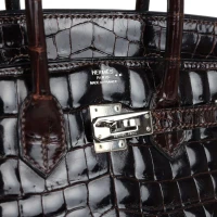 Hermes Birkin 25 Havane Shiny Niloticus Crocodile Palladium Hardware