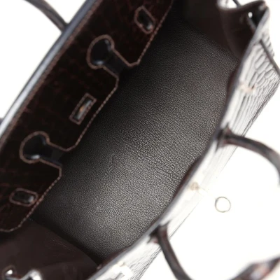 Hermes Birkin 25 Havane Shiny Niloticus Crocodile Palladium Hardware