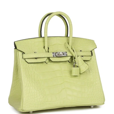 Hermes Birkin 25 Jaune Bourgeon Matte Alligator Palladium Hardware Hermes Birkin 25 Jaune Bourgeon Matte Alligator Palladium Hardware