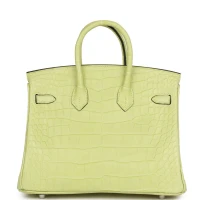 Hermes Birkin 25 Jaune Bourgeon Matte Alligator Palladium Hardware Hermes Birkin 25 Jaune Bourgeon Matte Alligator Palladium Hardware