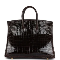 Hermes Birkin 25 Macassar Shiny Porosus Crocodile Gold Hardware Hermes Birkin 25 Macassar Shiny Porosus Crocodile Gold Hardware