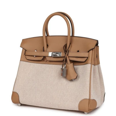 Hermes Birkin 25 Toile H and Chai Swift Palladium Hardware Hermes Birkin 25 Toile H and Chai Swift Palladium Hardware