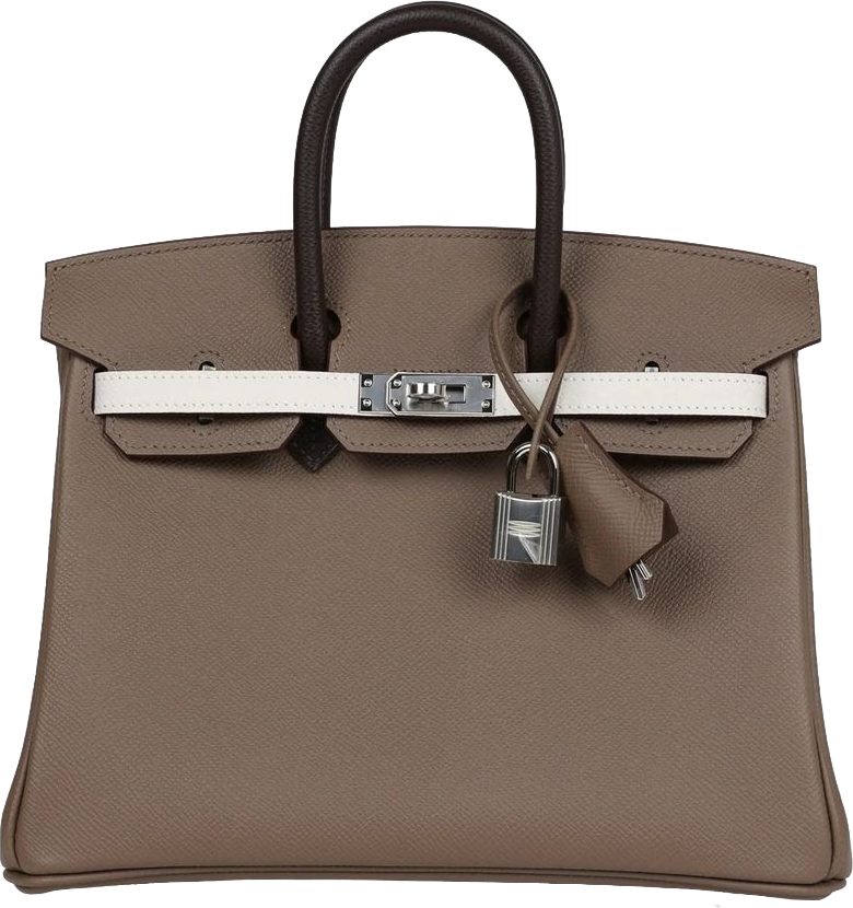 Hermes Birkin 25 Tri-color Etoupe, Ebene and Gris Pale Epsom Palladium Hardware