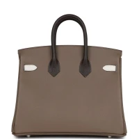 Hermes Birkin 25 Tri-color Etoupe, Ebene and Gris Pale Epsom Palladium Hardware