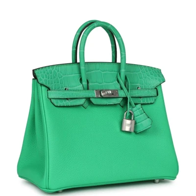 Hermes Birkin 25 Vert Comics Togo and Matte Alligator Touch Palladium Hardware Hermes Birkin 25 Vert Comics Togo and Matte Alligator Touch Palladium Hardware