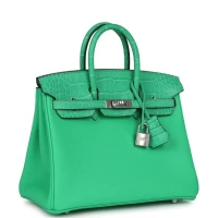 Hermes Birkin 25 Vert Comics Togo and Matte Alligator Touch Palladium Hardware Hermes Birkin 25 Vert Comics Togo and Matte Alligator Touch Palladium Hardware