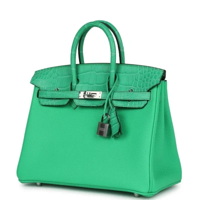 Hermes Birkin 25 Vert Comics Togo and Matte Alligator Touch Palladium Hardware Hermes Birkin 25 Vert Comics Togo and Matte Alligator Touch Palladium Hardware
