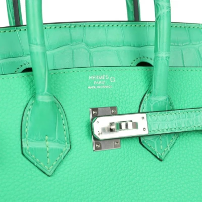 Hermes Birkin 25 Vert Comics Togo and Matte Alligator Touch Palladium Hardware Hermes Birkin 25 Vert Comics Togo and Matte Alligator Touch Palladium Hardware