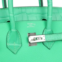 Hermes Birkin 25 Vert Comics Togo and Matte Alligator Touch Palladium Hardware Hermes Birkin 25 Vert Comics Togo and Matte Alligator Touch Palladium Hardware