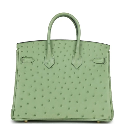 Hermes Birkin 25 Vert Criquet Ostrich Gold Hardware Hermes Birkin 25 Vert Criquet Ostrich Gold Hardware