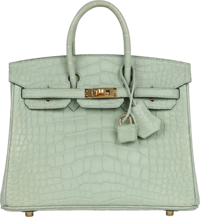 Hermes Birkin 25 Vert D'Eau Matte Alligator Gold Hardware Hermes Birkin 25 Vert D'Eau Matte Alligator Gold Hardware