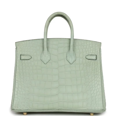 Hermes Birkin 25 Vert D'Eau Matte Alligator Gold Hardware Hermes Birkin 25 Vert D'Eau Matte Alligator Gold Hardware