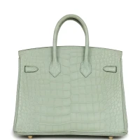 Hermes Birkin 25 Vert D'Eau Matte Alligator Gold Hardware Hermes Birkin 25 Vert D'Eau Matte Alligator Gold Hardware