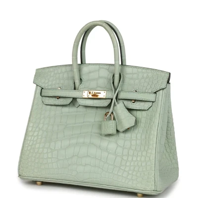 Hermes Birkin 25 Vert D'Eau Matte Alligator Gold Hardware Hermes Birkin 25 Vert D'Eau Matte Alligator Gold Hardware