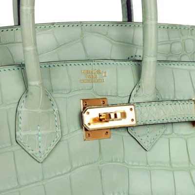 Hermes Birkin 25 Vert D'Eau Matte Alligator Gold Hardware Hermes Birkin 25 Vert D'Eau Matte Alligator Gold Hardware