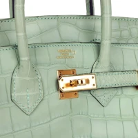 Hermes Birkin 25 Vert D'Eau Matte Alligator Gold Hardware Hermes Birkin 25 Vert D'Eau Matte Alligator Gold Hardware