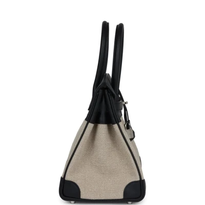 Hermes Birkin 30 Bivouac Ficelle Canvas and Black Swift Palladium Hardware