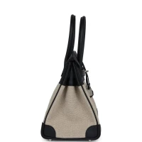 Hermes Birkin 30 Bivouac Ficelle Canvas and Black Swift Palladium Hardware