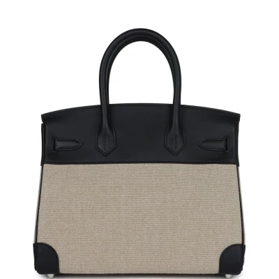 Hermes Birkin 30 Bivouac Ficelle Canvas and Black Swift Palladium Hardware