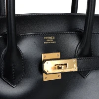Hermes Birkin 30 Black Box Gold Hardware