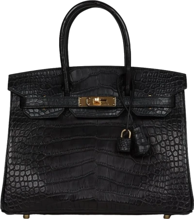 Hermes Birkin 30 Black Matte Alligator Gold Hardware Hermes Birkin 30 Black Matte Alligator Gold Hardware