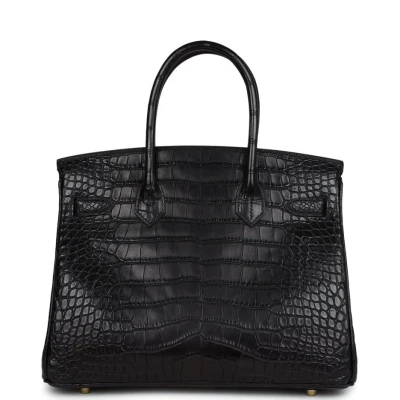 Hermes Birkin 30 Black Matte Alligator Gold Hardware Hermes Birkin 30 Black Matte Alligator Gold Hardware