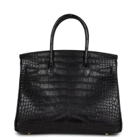 Hermes Birkin 30 Black Matte Alligator Gold Hardware Hermes Birkin 30 Black Matte Alligator Gold Hardware