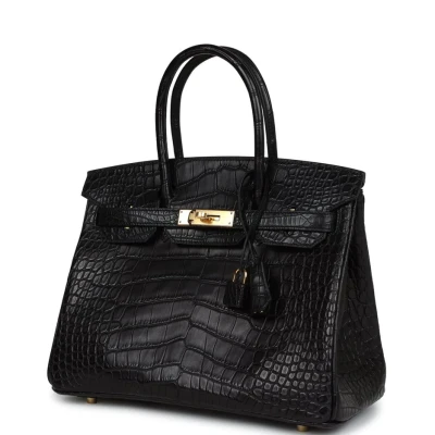 Hermes Birkin 30 Black Matte Alligator Gold Hardware Hermes Birkin 30 Black Matte Alligator Gold Hardware