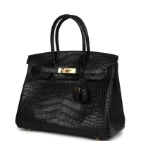 Hermes Birkin 30 Black Matte Alligator Gold Hardware Hermes Birkin 30 Black Matte Alligator Gold Hardware