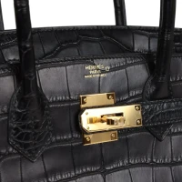Hermes Birkin 30 Black Matte Alligator Gold Hardware Hermes Birkin 30 Black Matte Alligator Gold Hardware