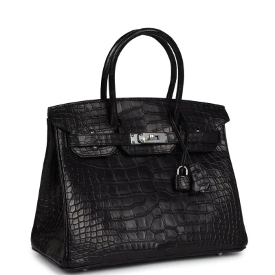 Hermes Birkin 30 Black Matte Alligator Palladium Hardware Hermes Birkin 30 Black Matte Alligator Palladium Hardware