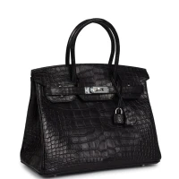Hermes Birkin 30 Black Matte Alligator Palladium Hardware Hermes Birkin 30 Black Matte Alligator Palladium Hardware