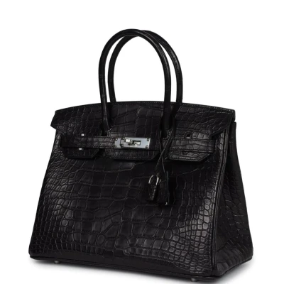 Hermes Birkin 30 Black Matte Alligator Palladium Hardware Hermes Birkin 30 Black Matte Alligator Palladium Hardware